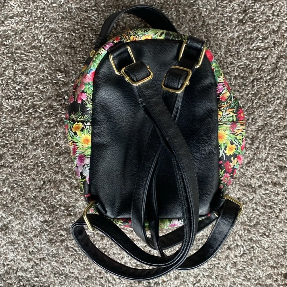 Betsey Johnson Mini Backpack Bag Floral Puppy Dog Two Pouches